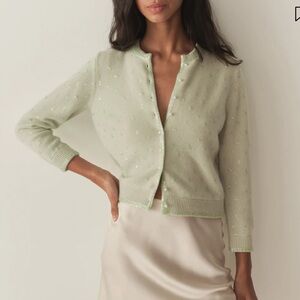 DOEN Mint Green Paillette Cardigan - NWT size large